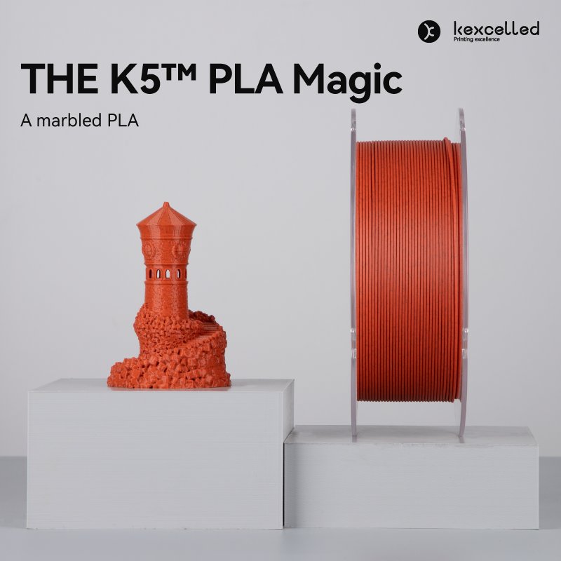 Just Produced Kexcelled Top Quality Plastic Rods Rock Texture 3D Printing Marble Effect Pla Filament In Stock 1.75Mm 1Kg