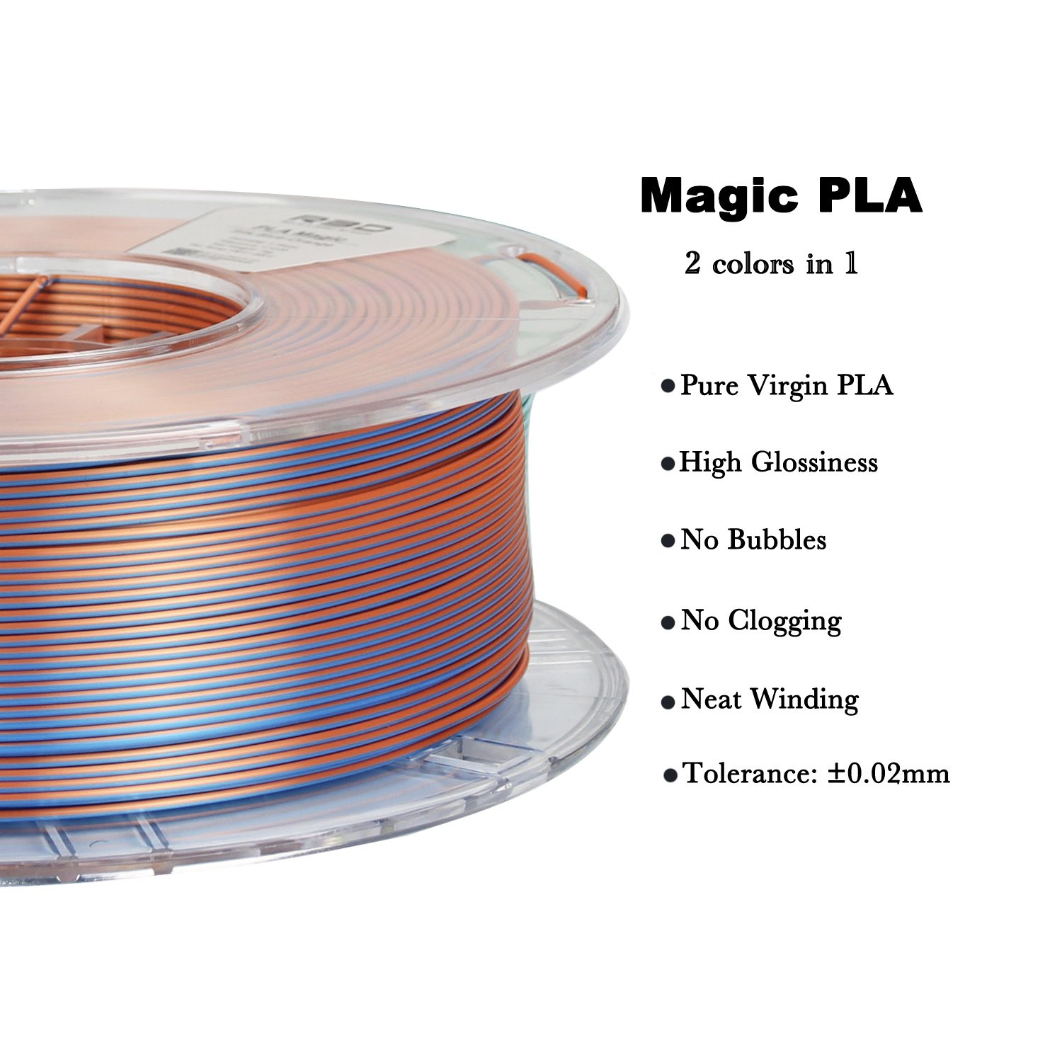 R3D Orange Blue 2 Colors Magic PLA Filament Silk for 3d Printer 1.75mm 1kg