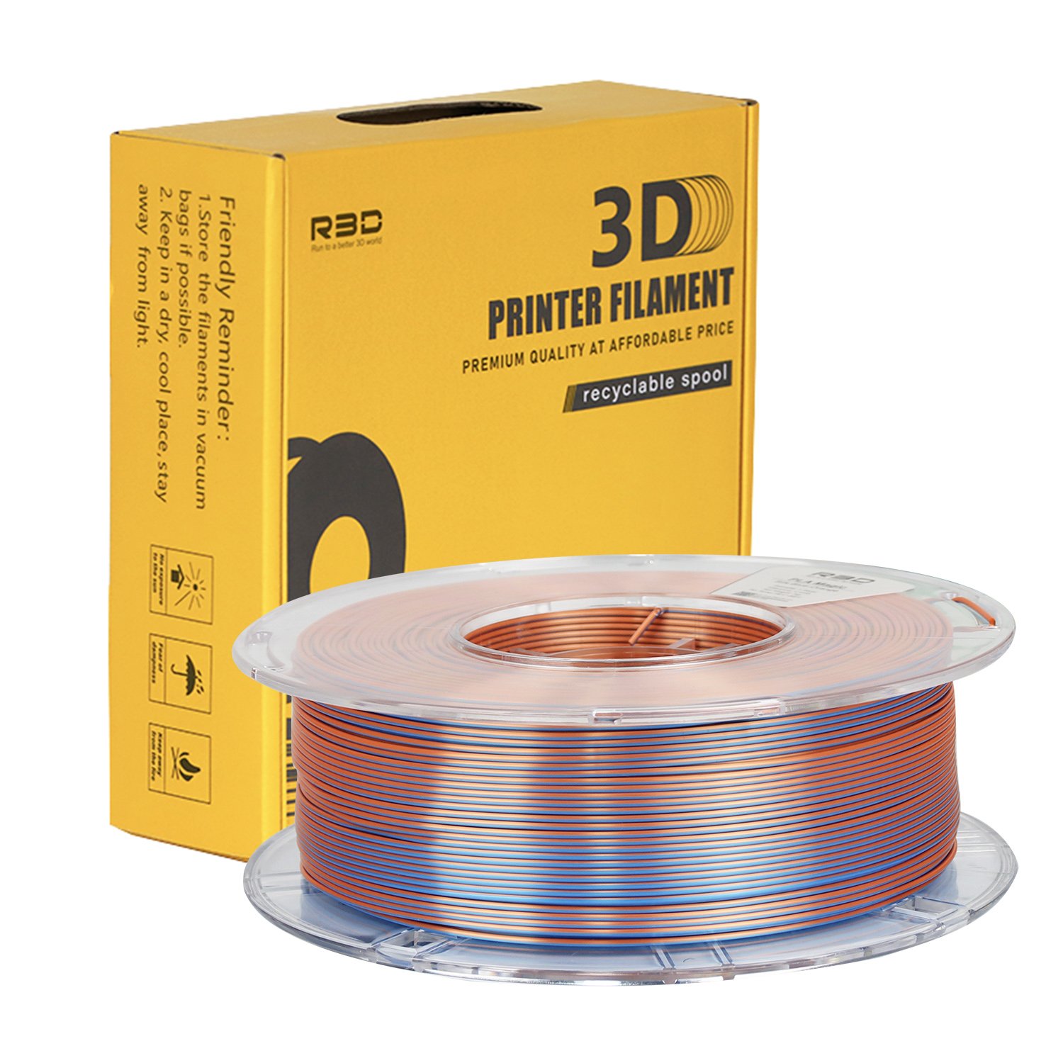 R3D Orange Blue 2 Colors Magic PLA Filament Silk for 3d Printer 1.75mm 1kg
