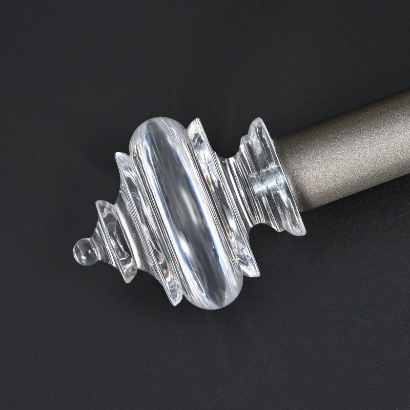 Simple Modern Style Adjustable Curtain Rod Clear Acrylic Crystal Curtain Rod Finials