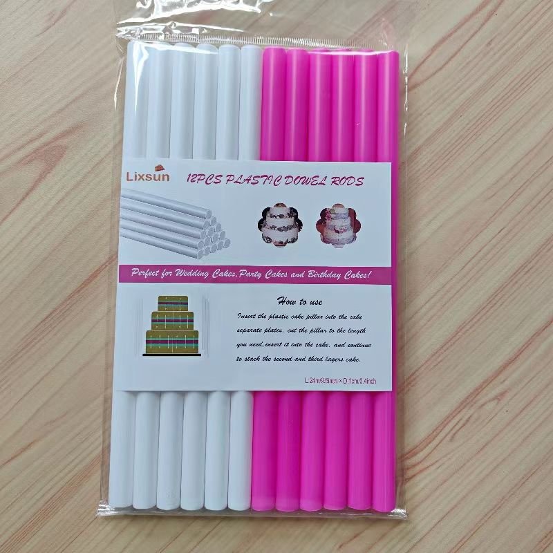 12pcs 24cm*1cm round Cake Straws and Plastic Cake Dowels Rods For cake Stacking and Supporting Tools