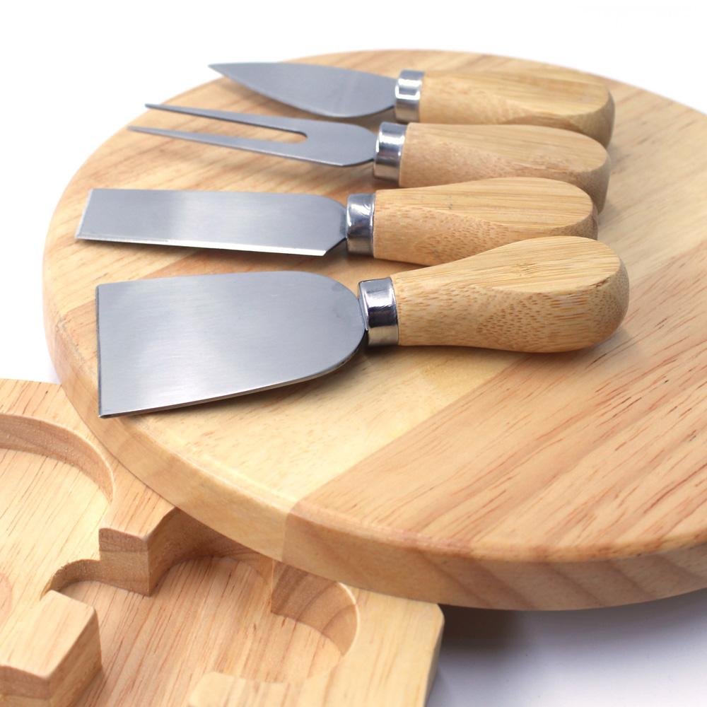Round Cheese Knife Set and Cheese Cutting board and knife 4-piece kitchen cheese tool set