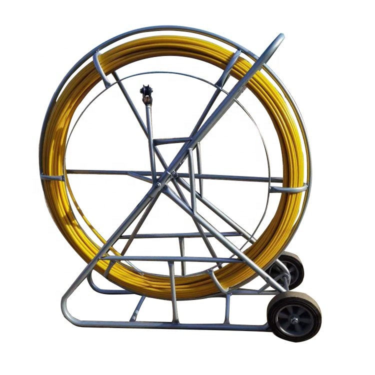 Wheeled Duct Rodder FRP Cable Push Snake Conduit Rod Portable Flexible Fiberglass Cable Puller