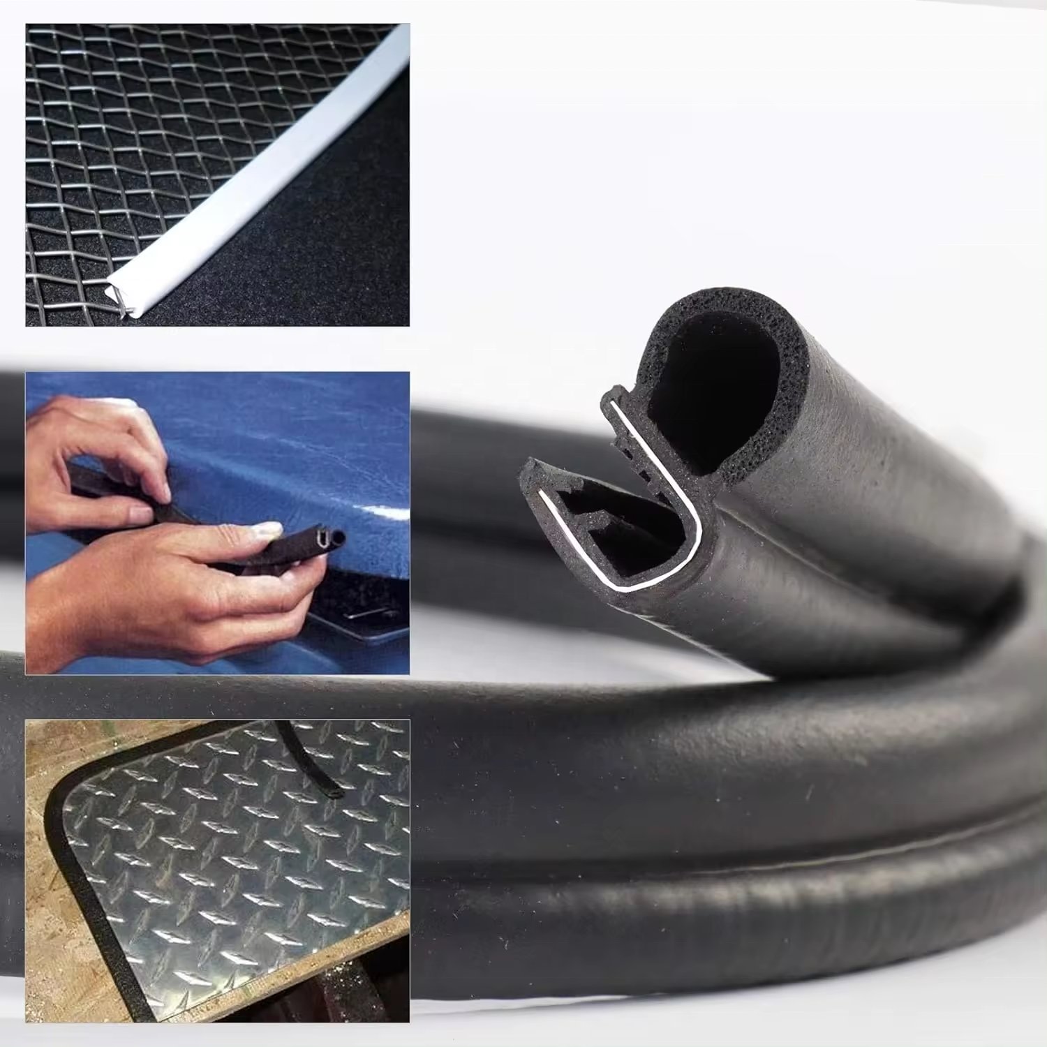 U channel steel skeleton with top foam bubble sound insulated car door sealing strip