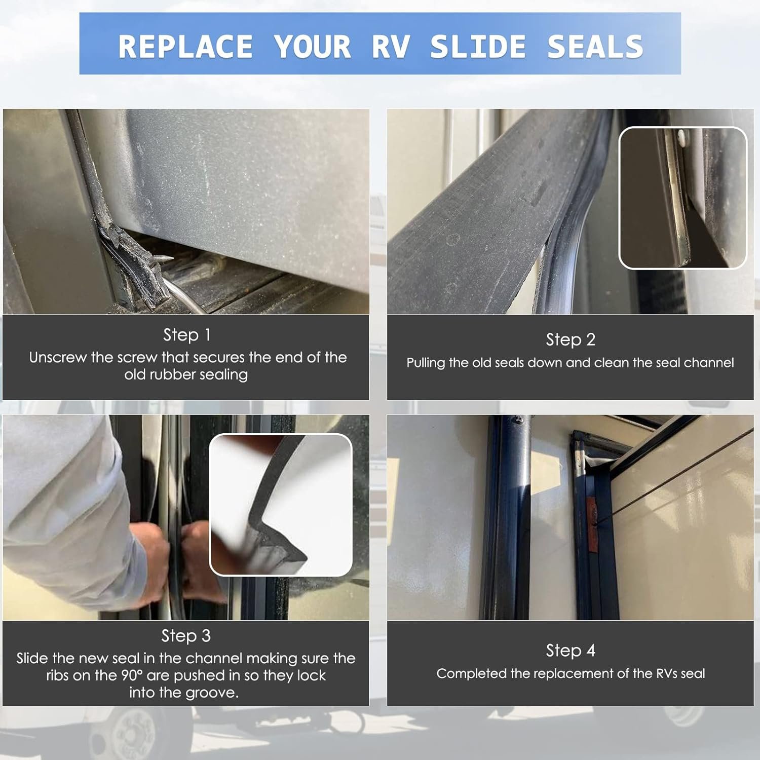 RV slide out wiper seal black rubber slide out seal strip RV camper replacement kit RV truck truck