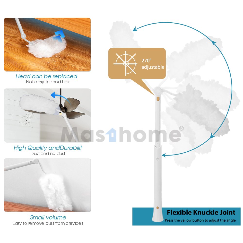 Masthome Household Cleaning Retractable Rod Head Changeable Magic Microfiber Duster