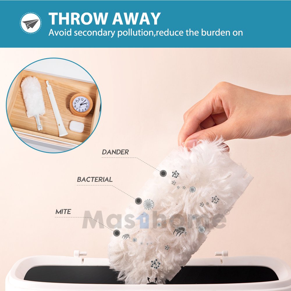 Masthome Household Cleaning Retractable Rod Head Changeable Magic Microfiber Duster