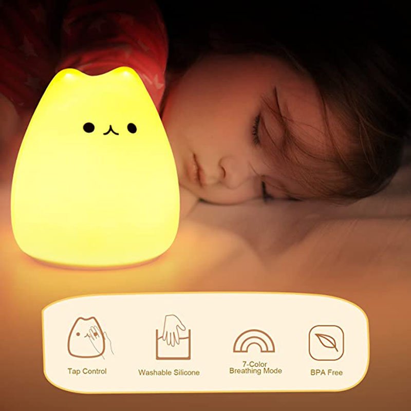 Wholesale Cat Shape Baby Kids Ggift Silicone Lamp Desk Bedside Table Night Light