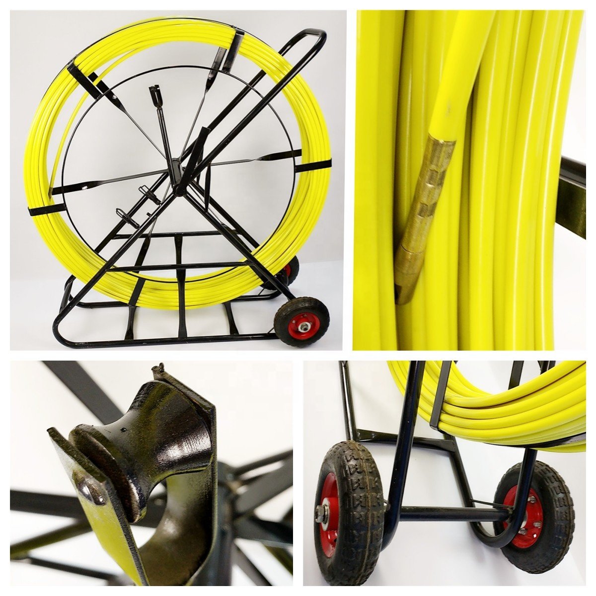 8mm 200m powered duct rod pusher pipeline cable traction tool optic fiberglass duct rods
