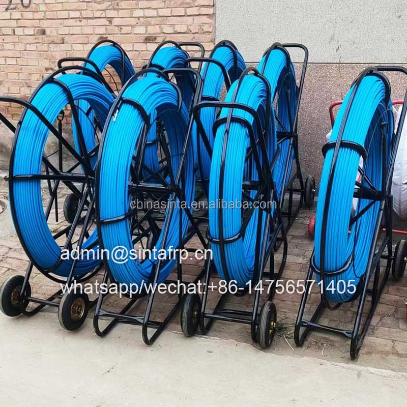 8mm 200m powered duct rod pusher pipeline cable traction tool optic fiberglass duct rods