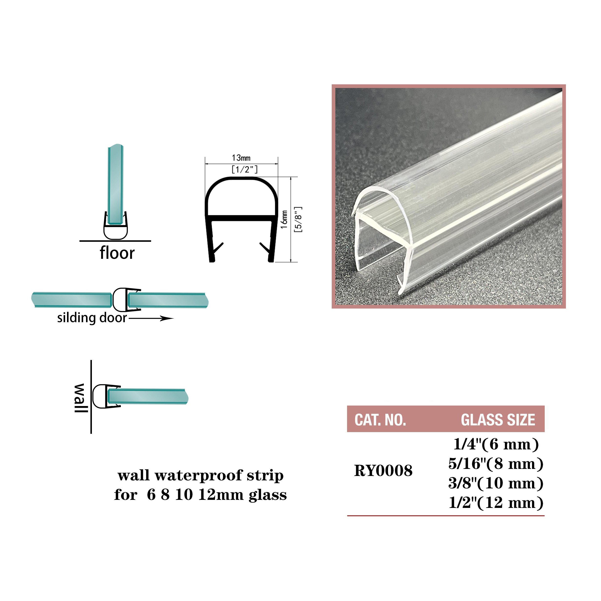 Crashproof Waterproof Seal for Shower Door