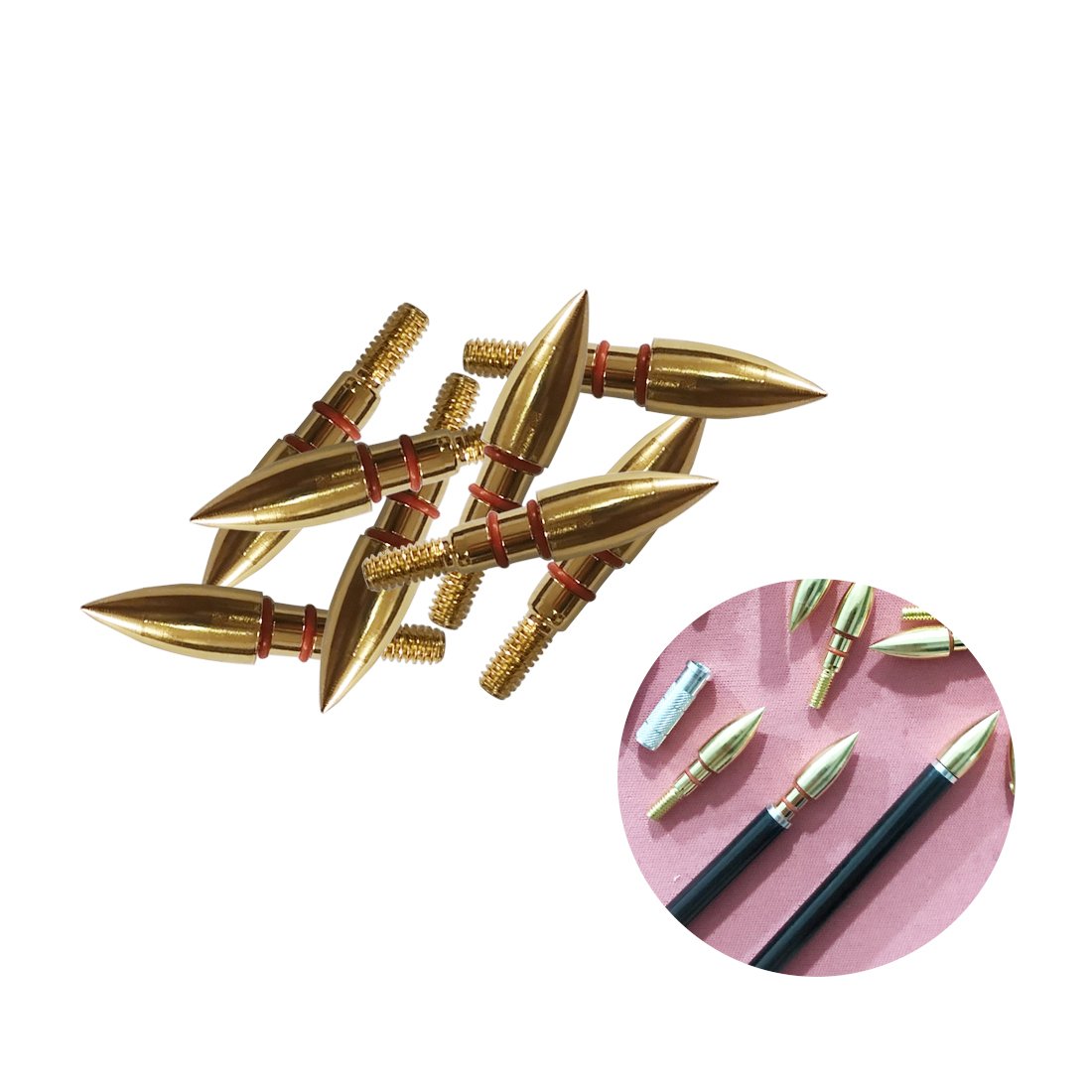 Linkboy Archery ID6.2mm OD7.6mm Arrow Points Tips Target 100GR O Rubber Ring for Compound Bow Hunting