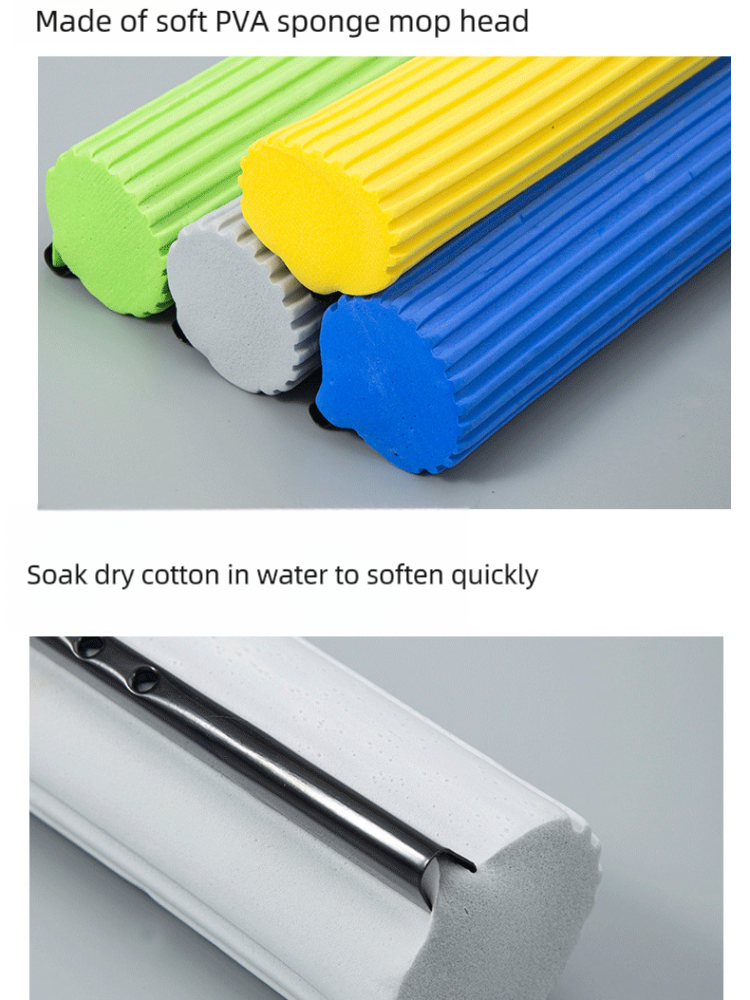 New roll stick collodion mop head pva water absorption speed soft sponge replacement head 28cm mop accessories factory wholesale