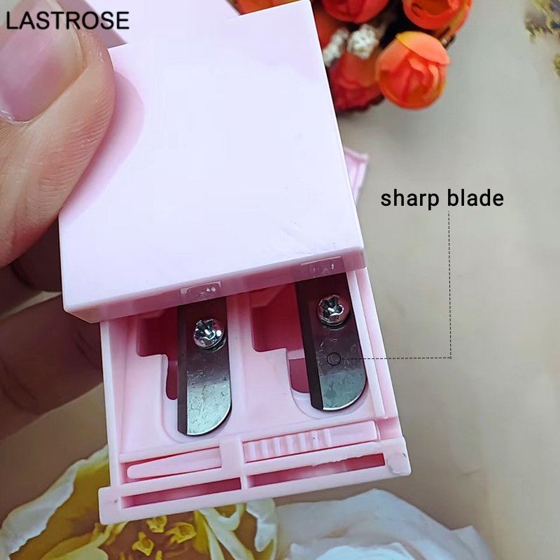 Pink/Black Double-hole Rotary Cute Student Portable Thin Rod Pencil Sharpener Lip liner Pencil Sharpener Private Label