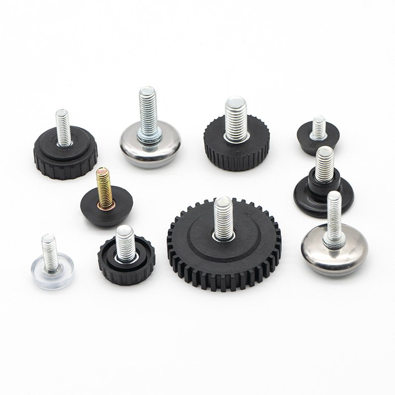 M8*14 Adjustable Stainless Steel Square Tube Shelf Support Feet Rubber m6m8 m10 Foot pads with screw rod rubber feet