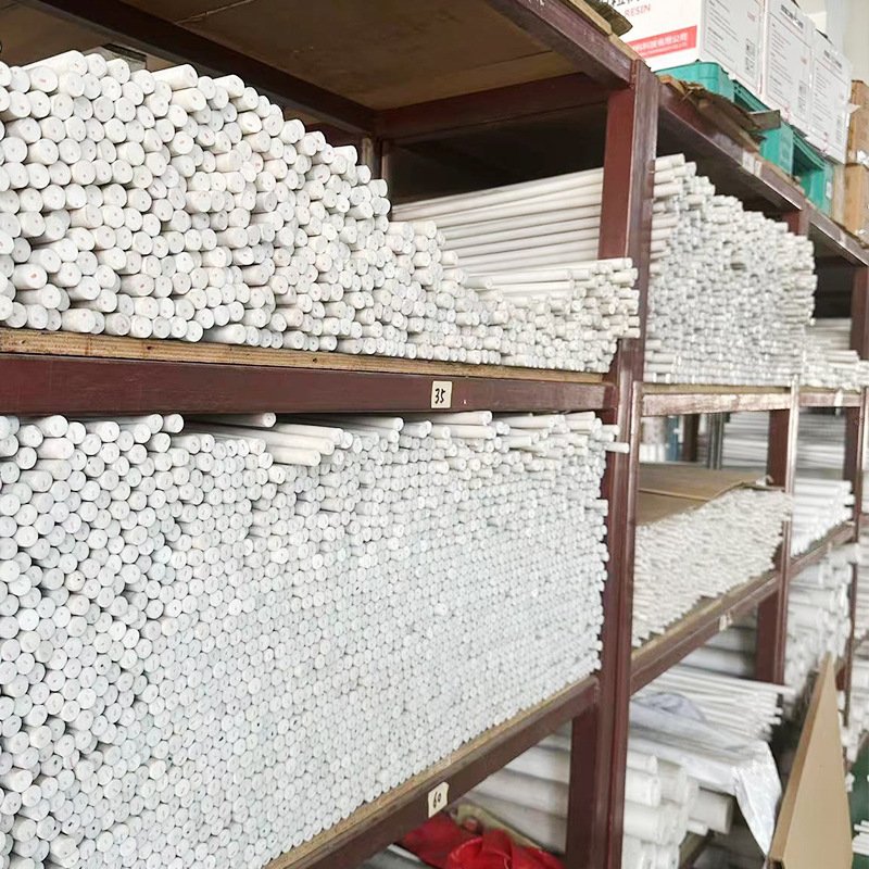 Custom High-Temperature Wear-Resistant White Solid PTFE Plastic Rods Custom PTFE Cylindrical Rods Plastic Rods