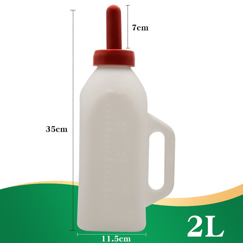 2L Calf Milk Bottle Cow Plastic Material Bottles for Milk With Handle and Red Rubber Nipples For Cows or Calf