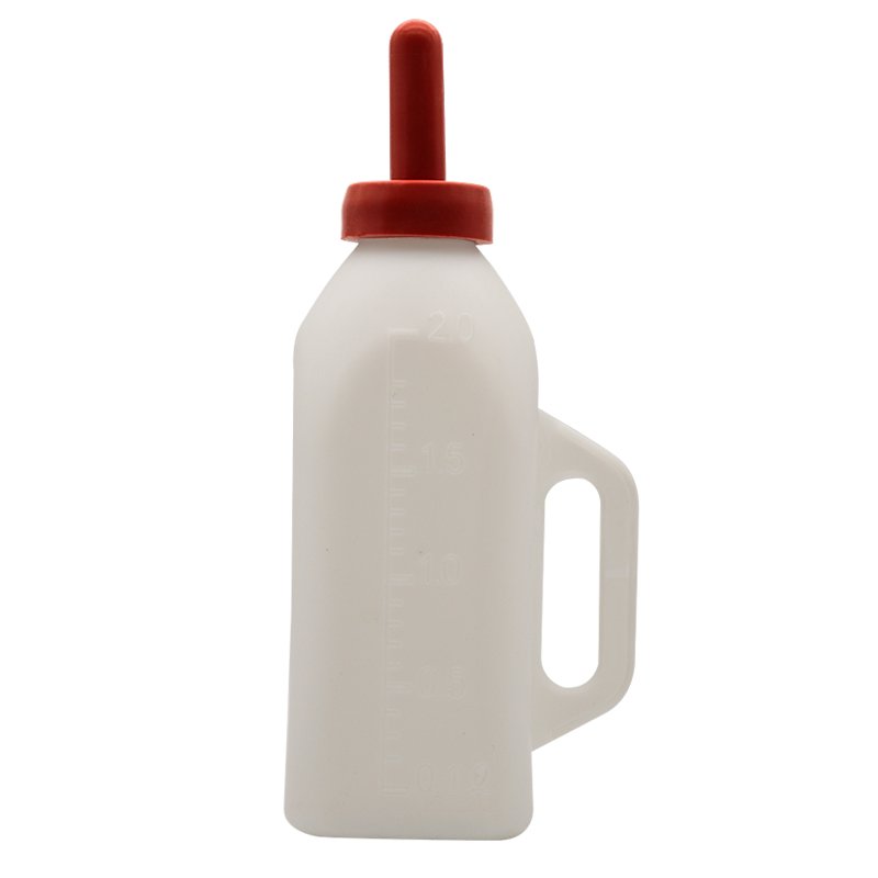 2L Calf Milk Bottle Cow Plastic Material Bottles for Milk With Handle and Red Rubber Nipples For Cows or Calf
