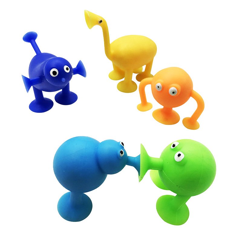 ZF164 Trending products 2020 cartoon animal suction cup toy rubber sucker innovative thinking creative educational kids