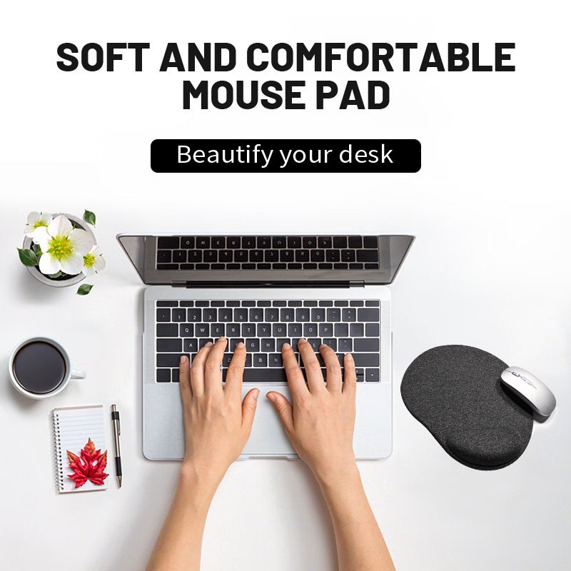 Ergonomic Non-Slip PU Base Memory Foam Gel Computer Mouse Mat Gaming Mouse Pad