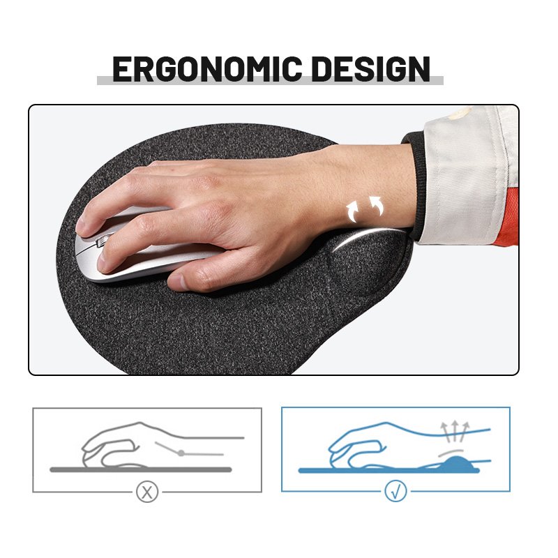 Ergonomic Non-Slip PU Base Memory Foam Gel Computer Mouse Mat Gaming Mouse Pad