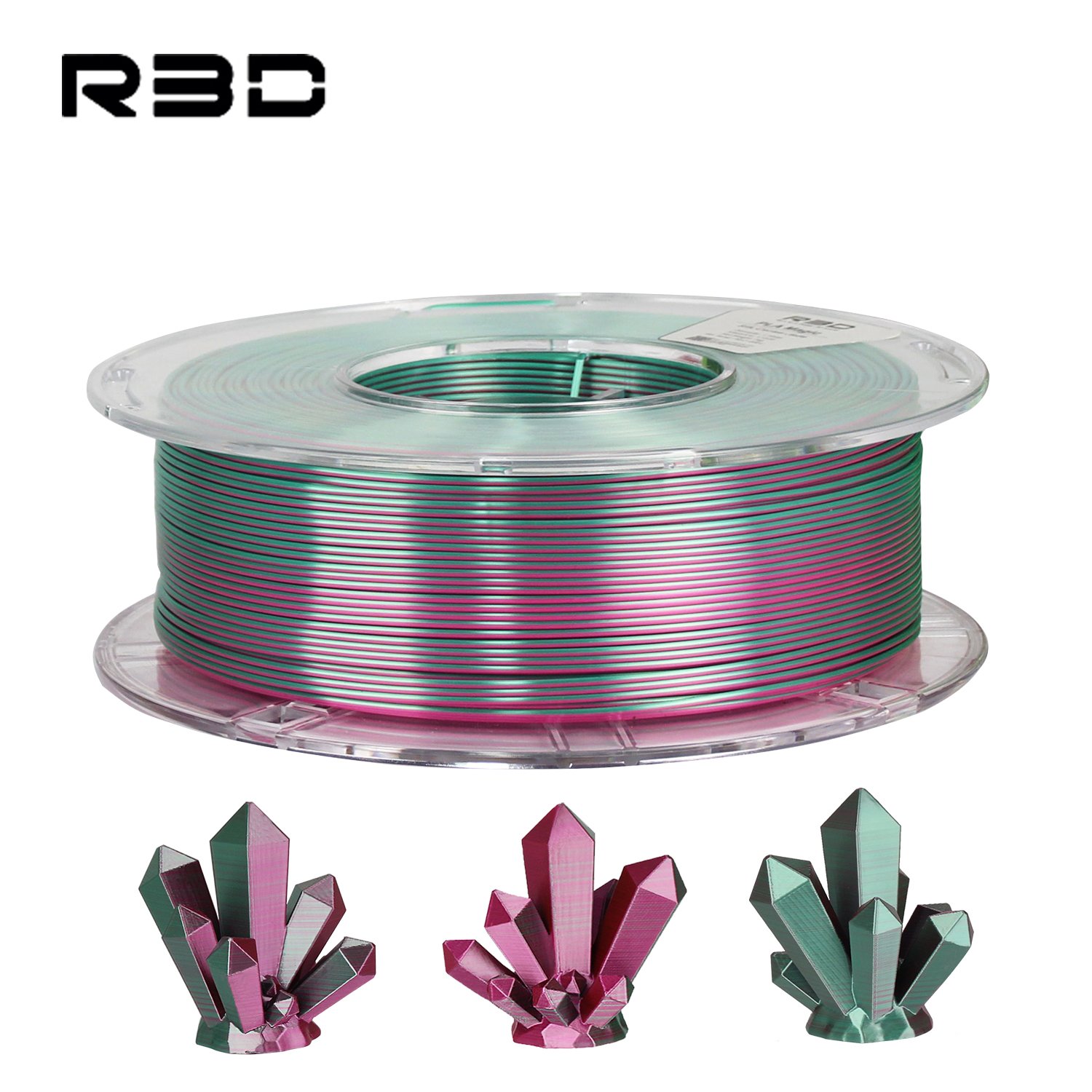 R3D Hot Pink Jade 2 Colors in 1 Magic PLA Filament Silk for 3d Printer 1.75mm 1kg