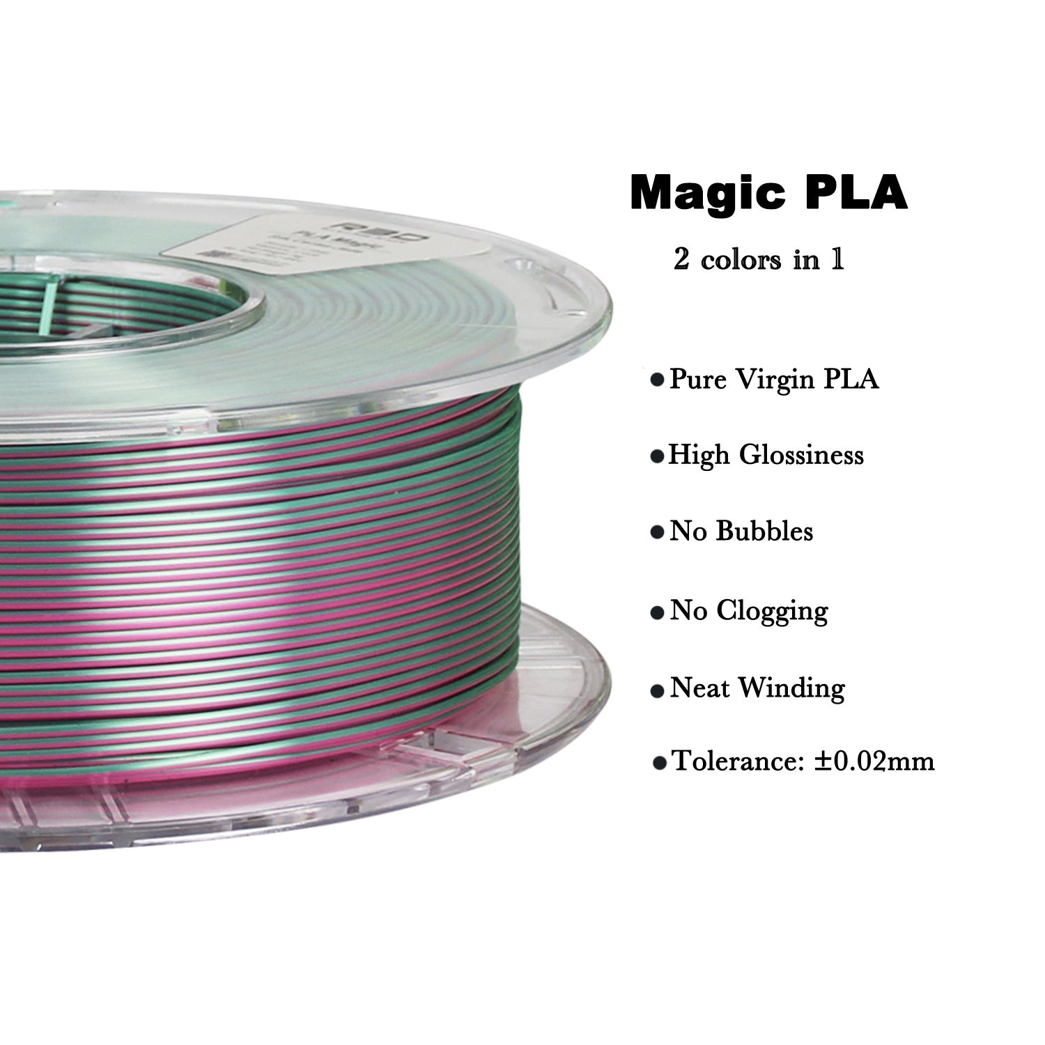 R3D Hot Pink Jade 2 Colors in 1 Magic PLA Filament Silk for 3d Printer 1.75mm 1kg