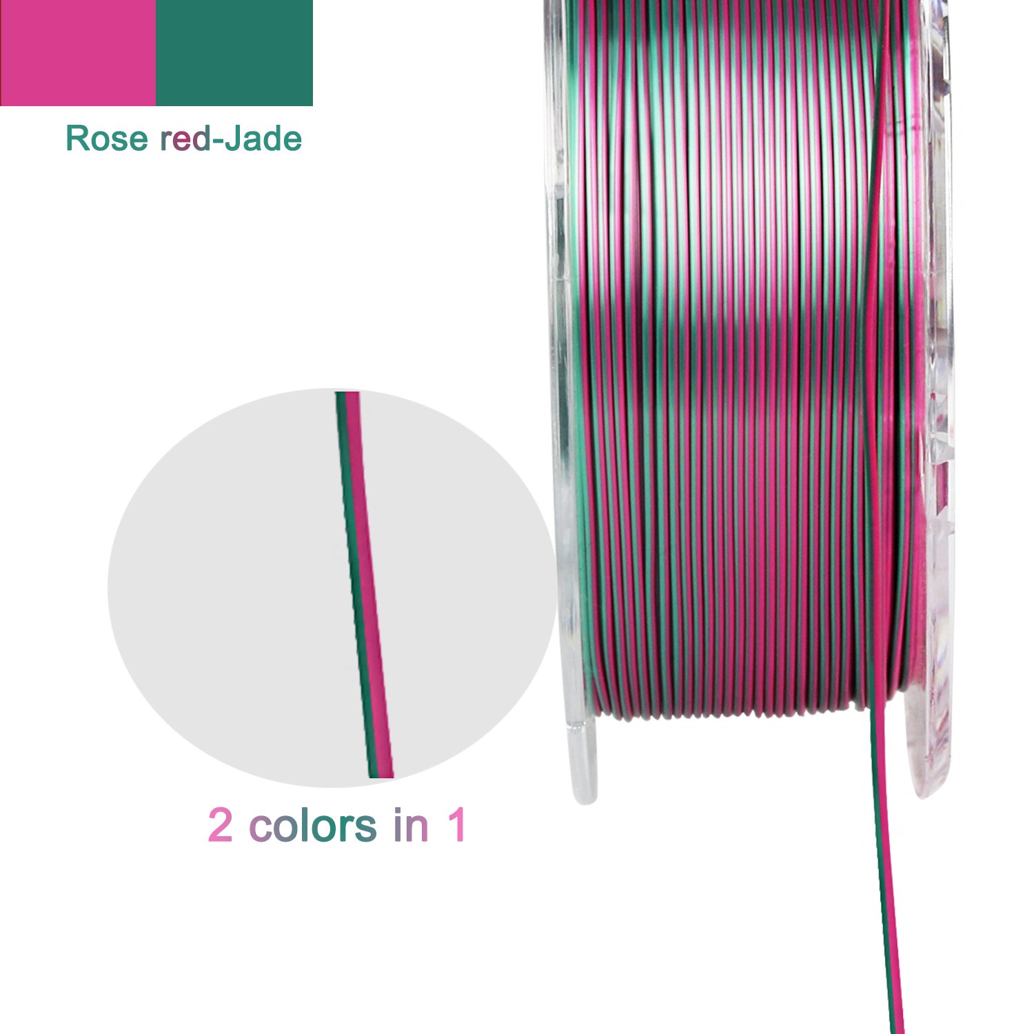 R3D Hot Pink Jade 2 Colors in 1 Magic PLA Filament Silk for 3d Printer 1.75mm 1kg