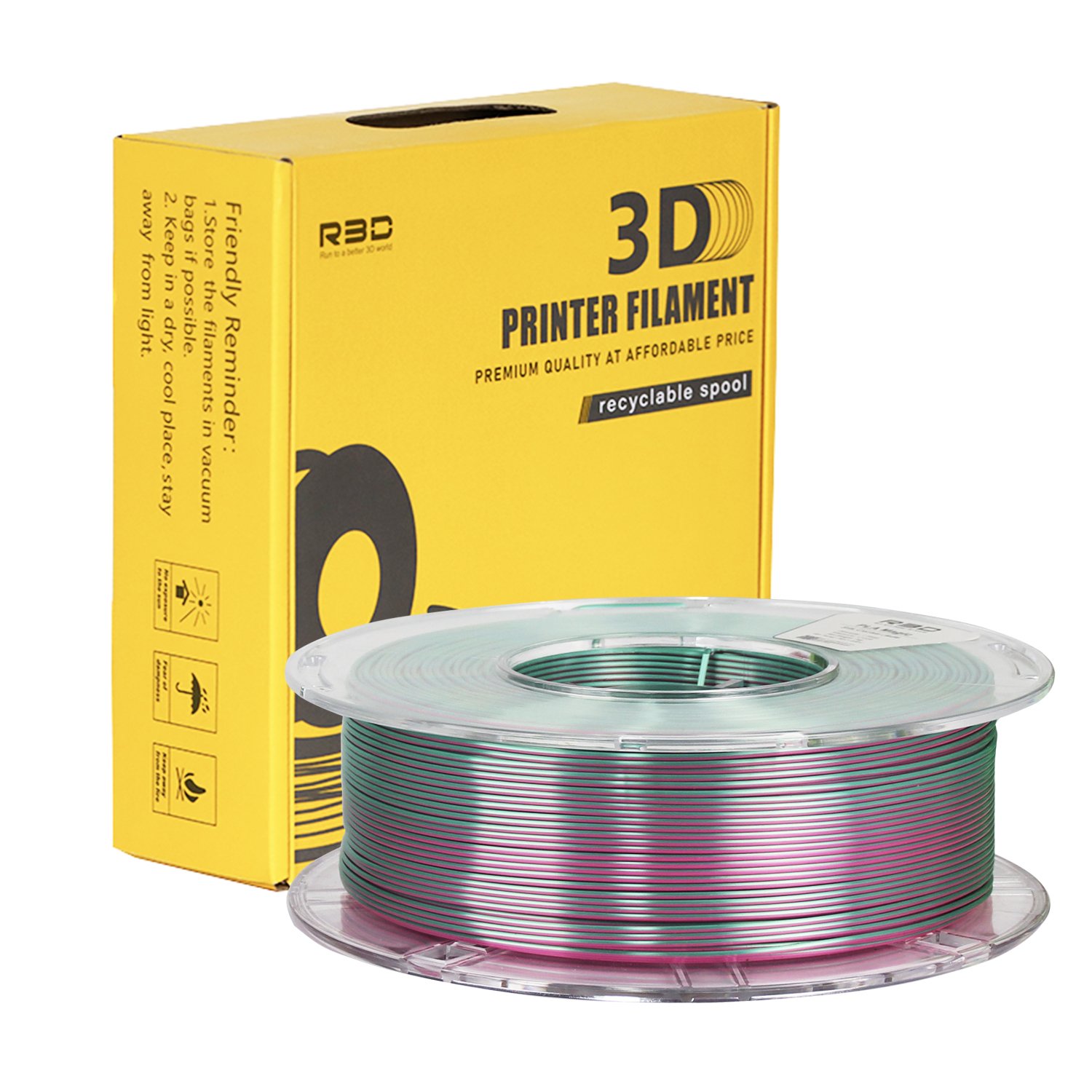 R3D Hot Pink Jade 2 Colors in 1 Magic PLA Filament Silk for 3d Printer 1.75mm 1kg