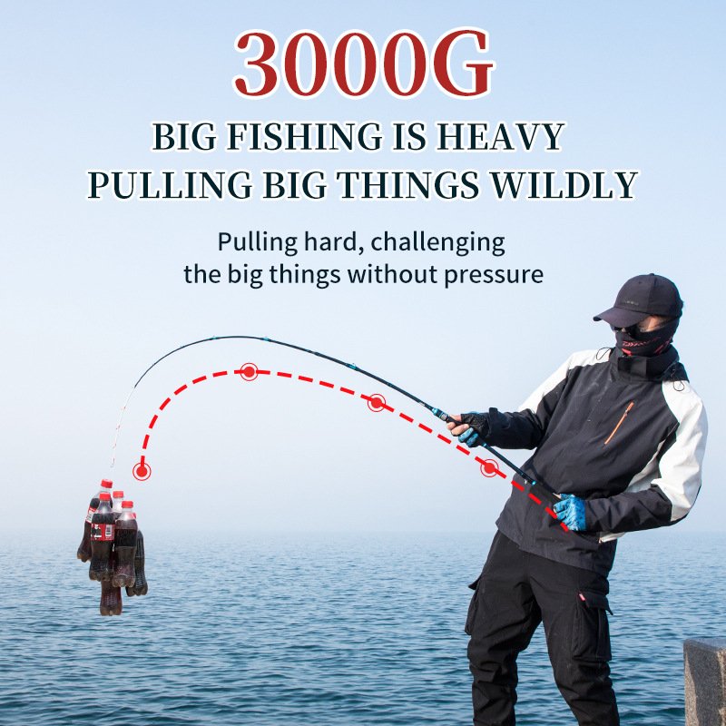 Ranmi Japan Full Fuji Parts Lure Sea Boat Slow Jigging Fishing Rod 2 Sections Carbon Fiber Saltwater Spinning Fishing Rod