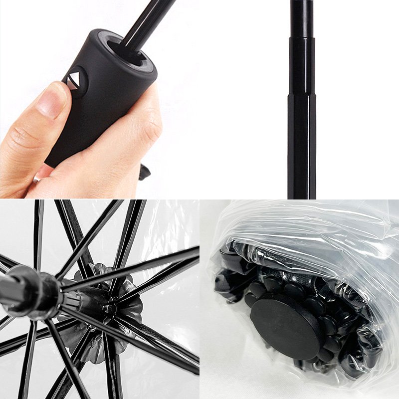 paraguas umbrella promotional customize Transparent Printing Plastic Umbrellas Automatic 3 folding umbrella with logo print