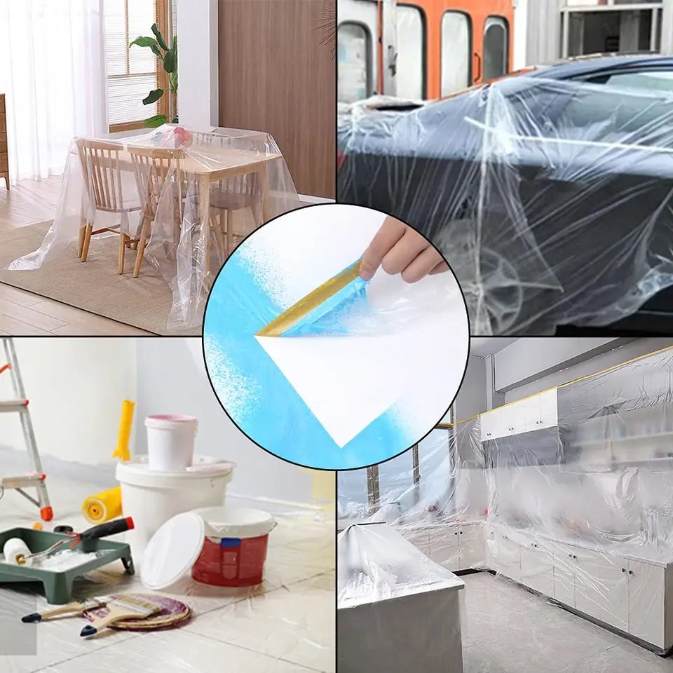 China supplier paper masking tape plastic pre-taped spray paint masking film