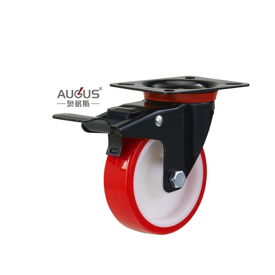 2024 hot Top Plate Industrial Duty Caster Wheels PU Furniture fixed swivel Castor Wheels Wheels with brake