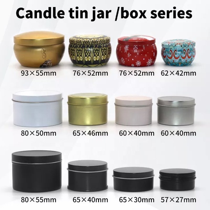 Black White Gold Metal Tin Candle Jar Luxury 8oz Black Seamless Candle Tin Can With Lid