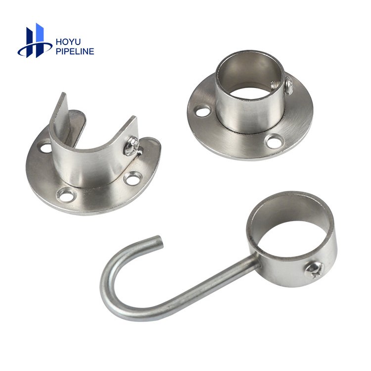 304 Stainless Steel Rod Socket Flange Rod Holder Closet Rod End Support Wardrobe Steel Tube Flange
