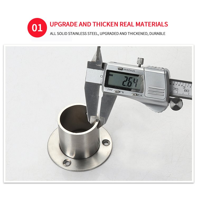304 Stainless Steel Rod Socket Flange Rod Holder Closet Rod End Support Wardrobe Steel Tube Flange