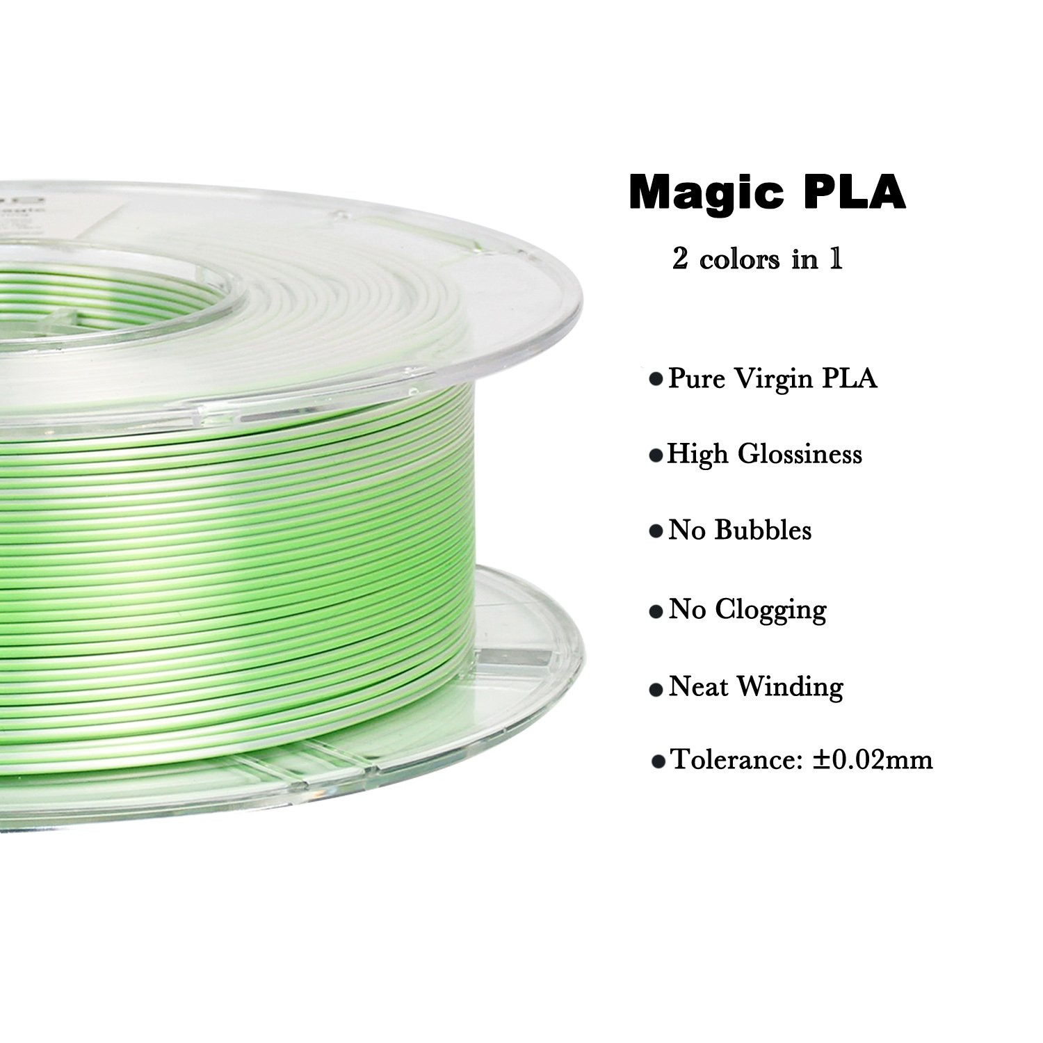 R3D Spring Green White Quantum Magic PLA Filament Silk for 3d Printer 1.75mm 1kg