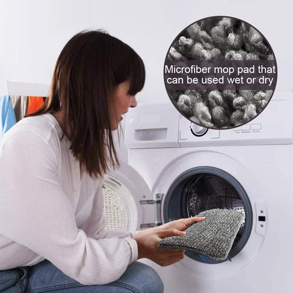 2-in-1 Microfibre Spray Mop with 360 Spin Cleaning Floor Tile Hardwood Laminate Ceramic Plastic Squeeze Mop Head 2 Reusable Pads