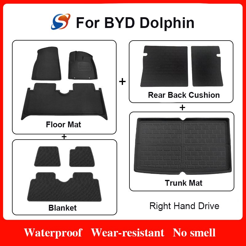 Custom Fit Car Interior Accessories XPE Rubber Floor Mat for BYD Dolphin ECO Boot Mat Rear Back Cushion Right Hand Drive
