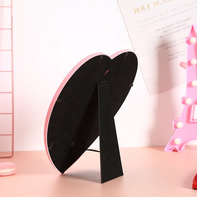 Girly Series Pink Heart Shape Desktop Makeup Mirror Princess Mirror Wall Mirror Daily Cosmetic Tools