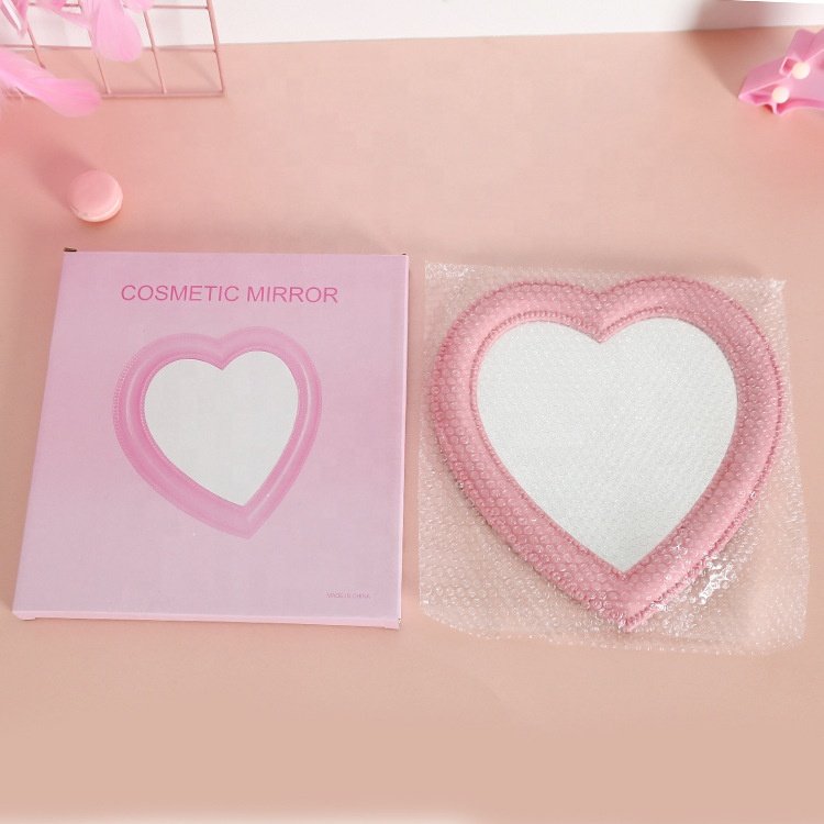 Girly Series Pink Heart Shape Desktop Makeup Mirror Princess Mirror Wall Mirror Daily Cosmetic Tools