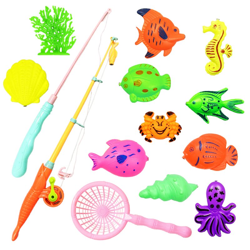 Cheap Fishing Plastic Fishing Rod Toy For Kids Playing Water Magnetic Fishing Game Toy Set