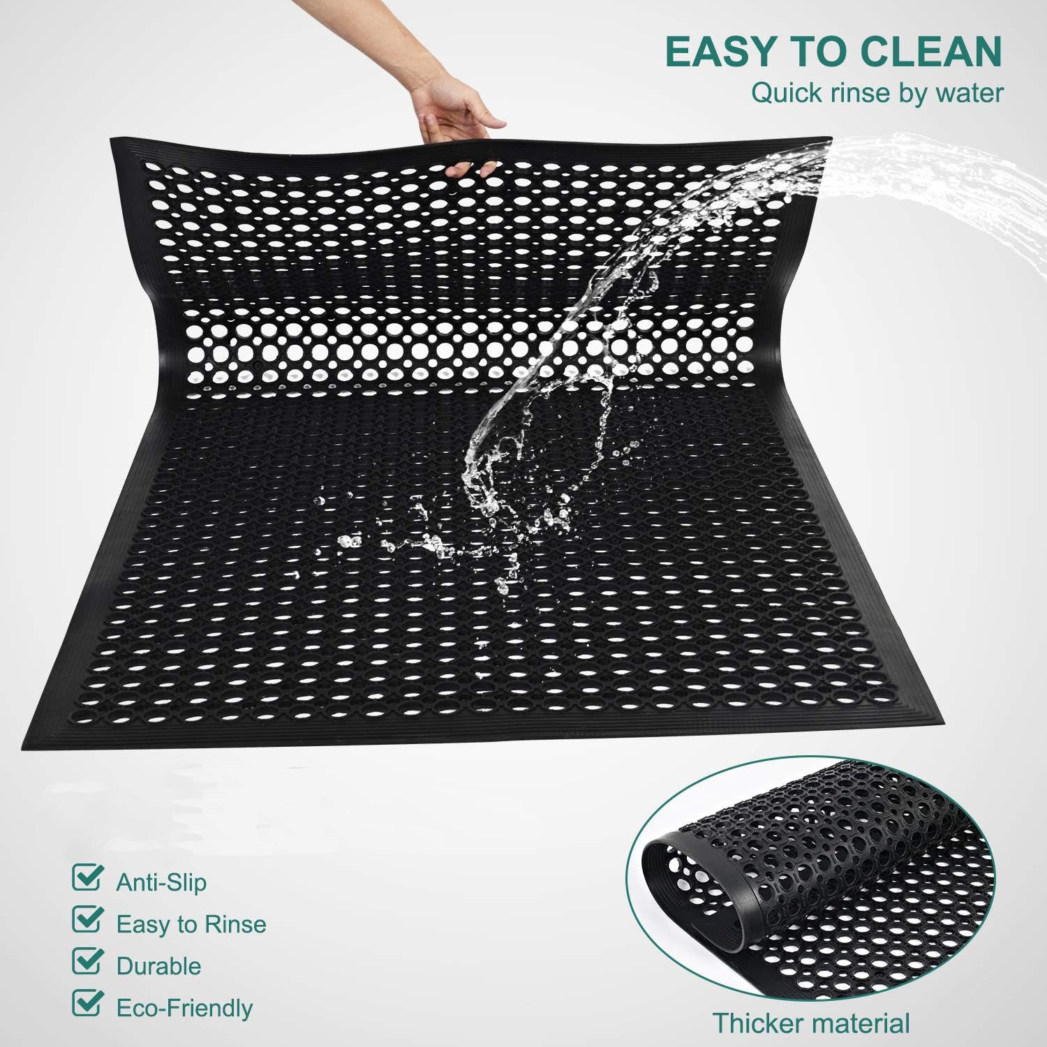 Outdoor Non-slip Rubber Mat Sith Holes Drainage Holes Rubber Ramp Mat Roll With Holes