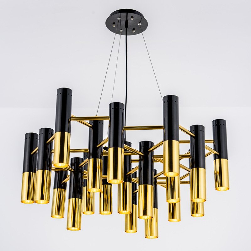 Luxury Metal Black Iron Rod Lamp Home Decorative LED Chandelier For Dining Room Living Room Pendant Light Fixture l