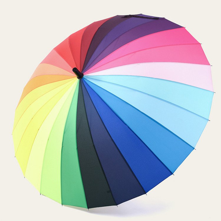 LSP30 Windproof 24k Straight Rod Rainbow Umbrella Manual Long Handle Business Custom Logo Printing Promotional Golf Umbrella