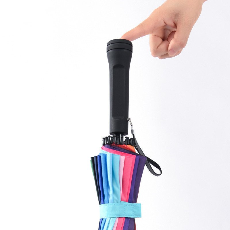 LSP30 Windproof 24k Straight Rod Rainbow Umbrella Manual Long Handle Business Custom Logo Printing Promotional Golf Umbrella