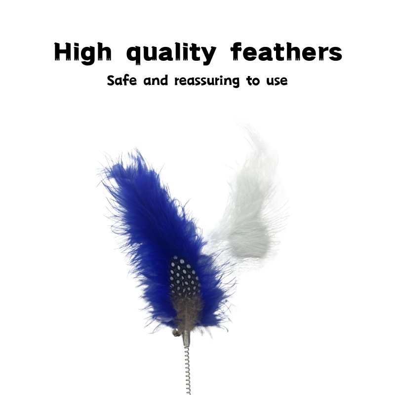 OEM Factory Price Easy-wave Spring interactive cat toy fishing rod accessories feather replacement head Flexible cat stick