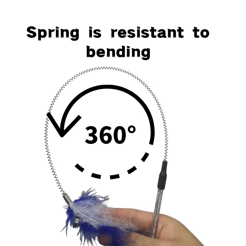 OEM Factory Price Easy-wave Spring interactive cat toy fishing rod accessories feather replacement head Flexible cat stick