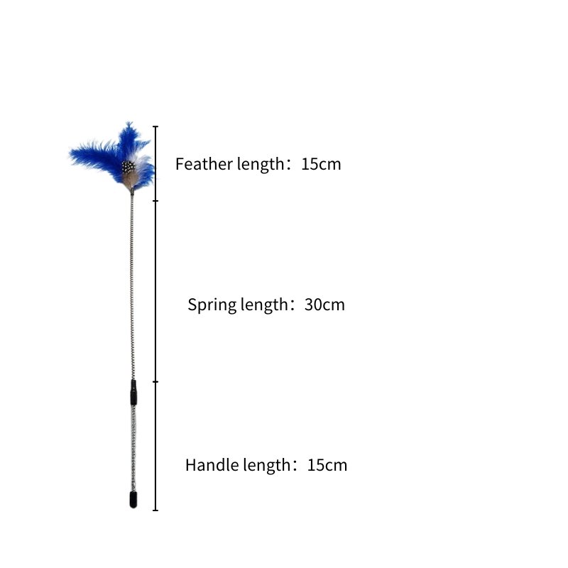 OEM Factory Price Easy-wave Spring interactive cat toy fishing rod accessories feather replacement head Flexible cat stick