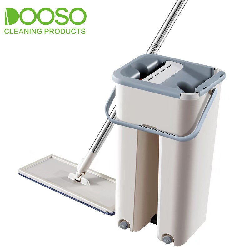 Hand Free Easy Use Self-Washed Magic Microfiber squeegee Flat floor Mop with Bucket set for floor cleaning